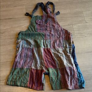 Multicolor Striped Overalls